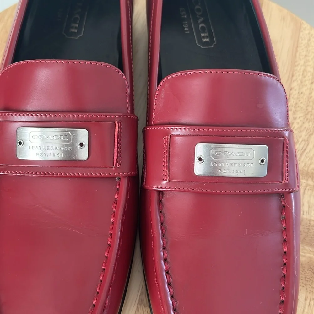 Coach Red Leather Loafers - Picture 3 of 16